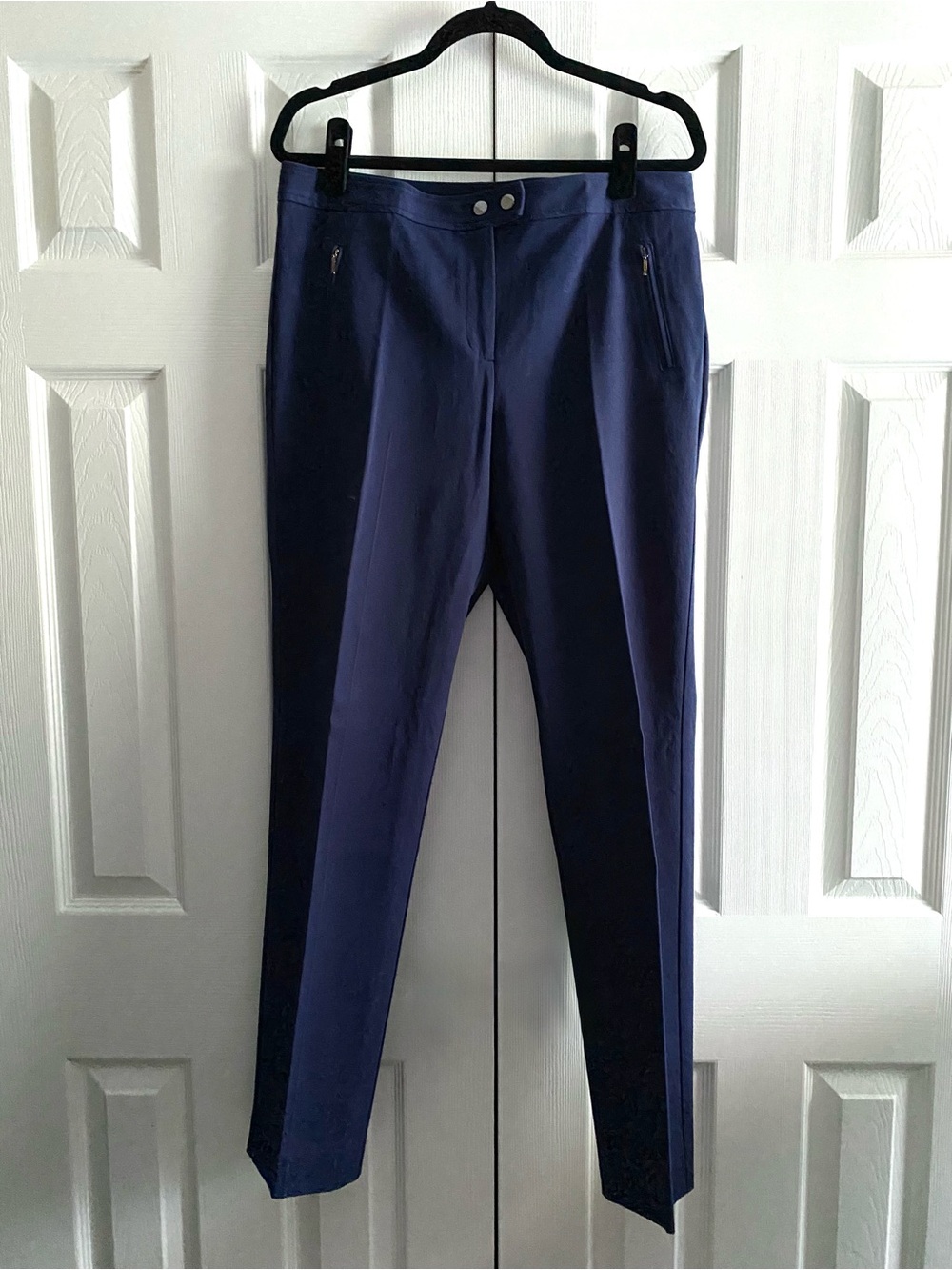 ALFANI NAVY COTTON STRETCH FULL LENGTH PANTS ACADEMIA COASTAL CAREER Blue 12